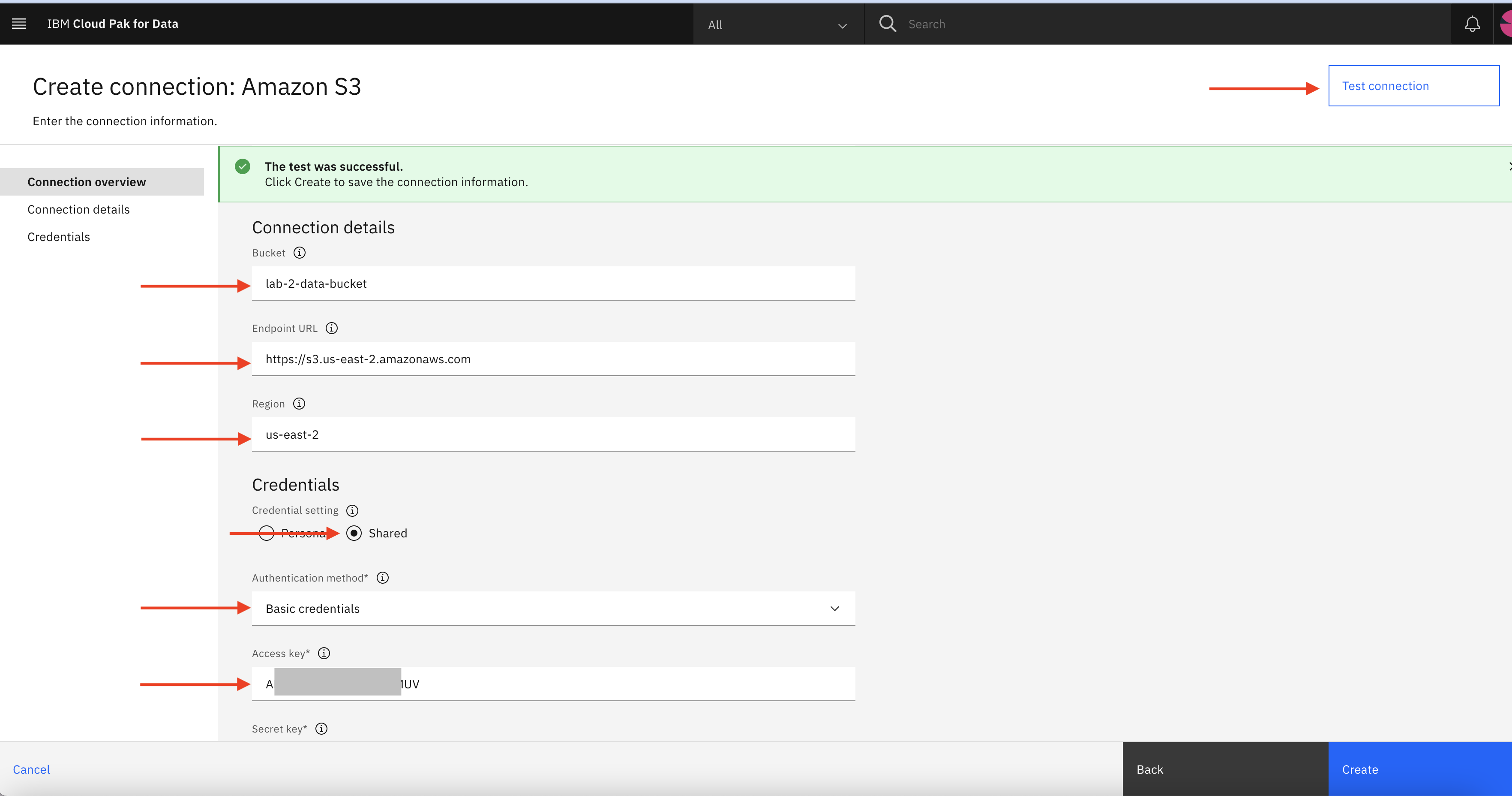 Amazon S3 Test Connection