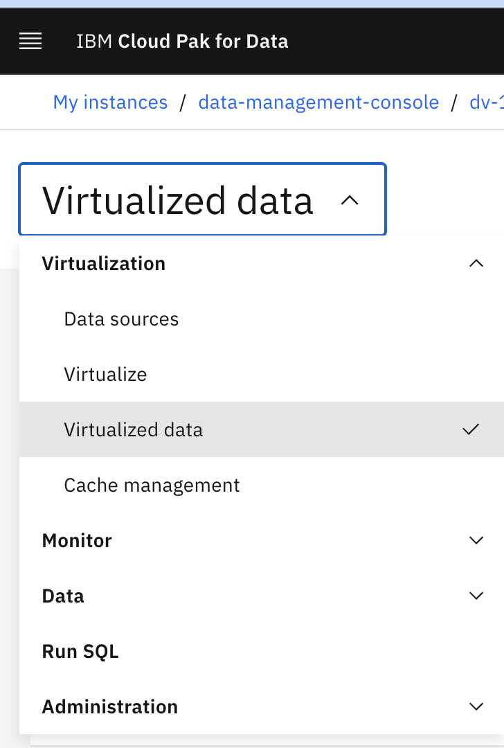 Virtualized Data Menu