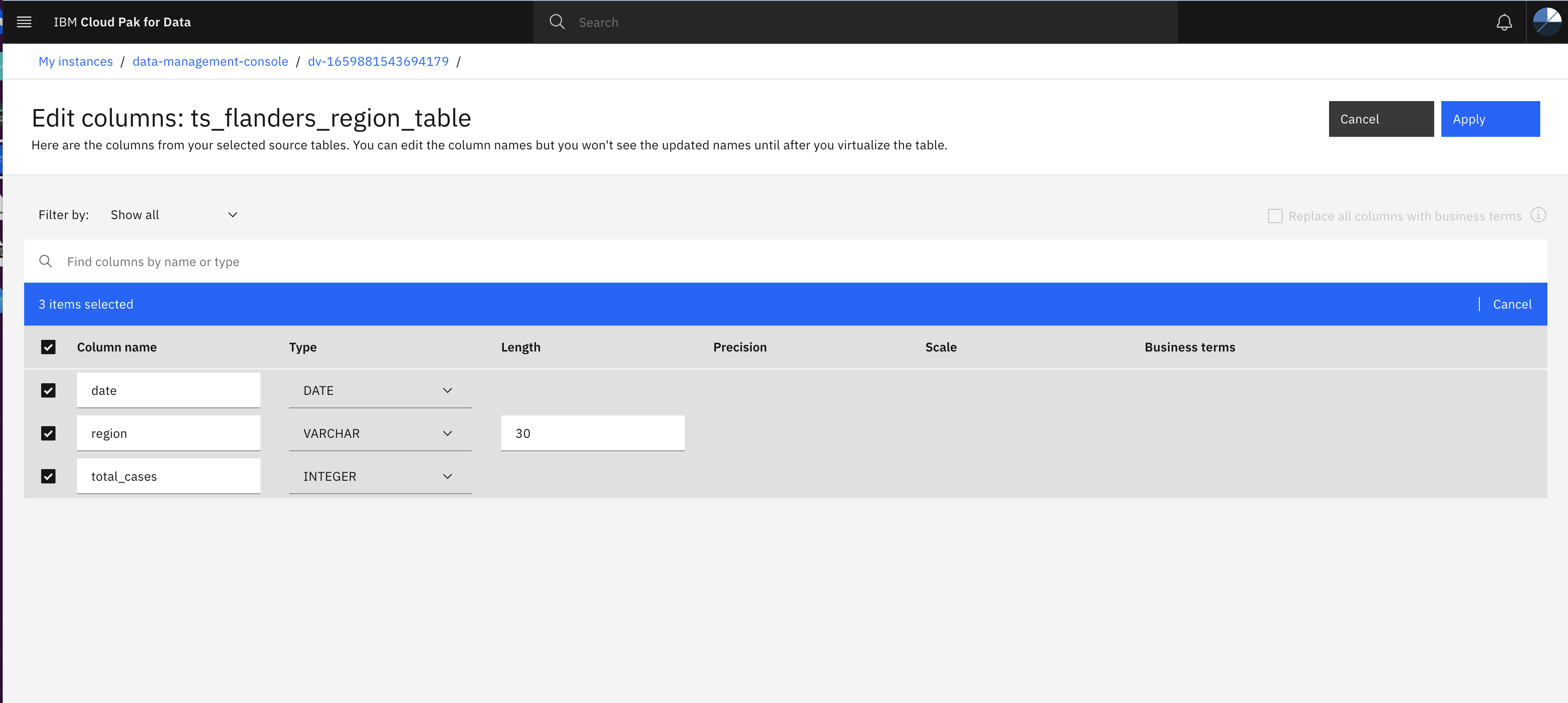 Create Virtual Table Options